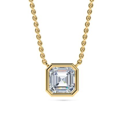 Asscher Bezel Solitaire Diamond Necklace