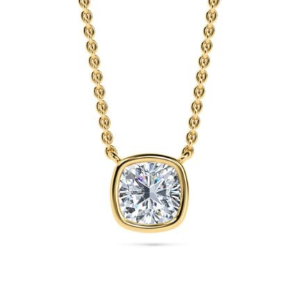 Cushion Bezel Solitaire Diamond Necklace