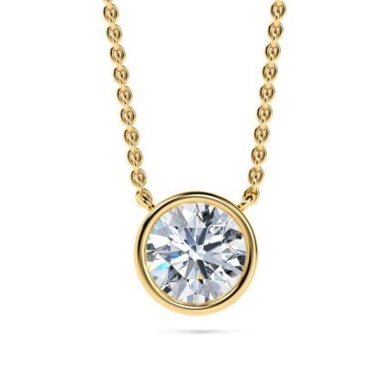 Round Bezel Solitaire Diamond Necklace